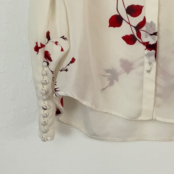 Joie NEW white/red patterned, tie neck blouse - Picture 2 of 5